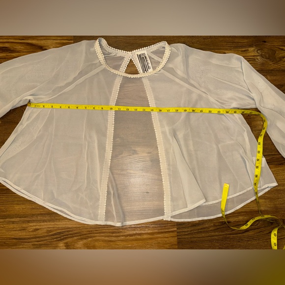 FREE PEOPLE White Sky High Sheer Open Back Top Blouse M - Picture 12 of 15